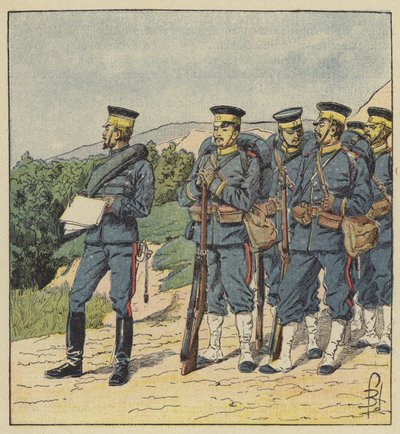 Infantería de línea japonesa de after Louis Charles Bombled