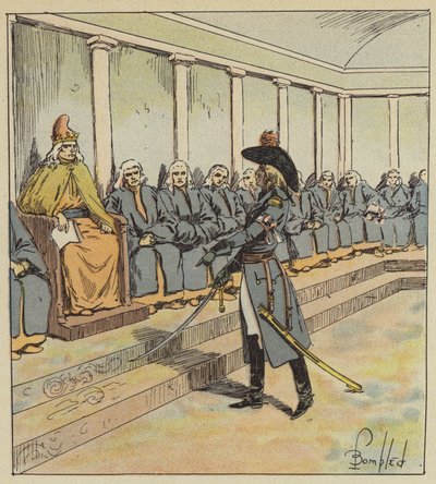 Junot amenaza al senado de Venecia de after Louis Charles Bombled