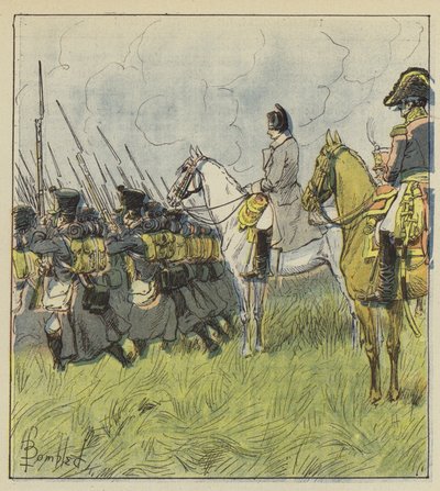 El Emperador contempla a sus reclutas en la batalla de after Louis Charles Bombled