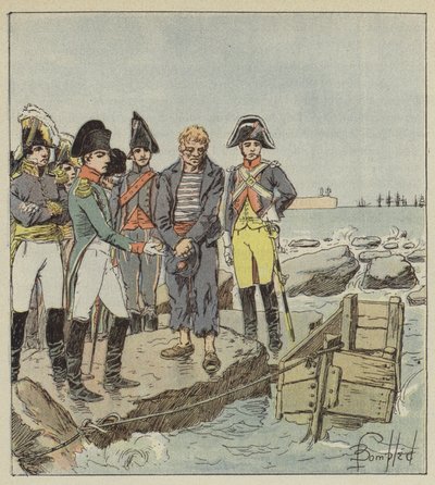 El Emperador y el marinero inglés en el campamento de Boulogne de after Louis Charles Bombled
