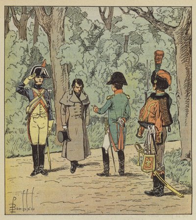 El Emperador interroga a un espía en el Elíseo de after Louis Charles Bombled