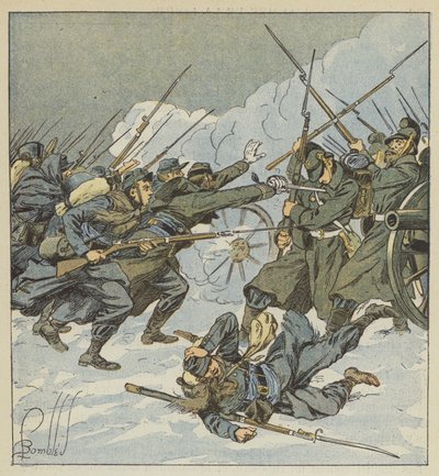 La compañía Boudot, del 11º cazadores, corre hacia una batería alemana de after Louis Charles Bombled