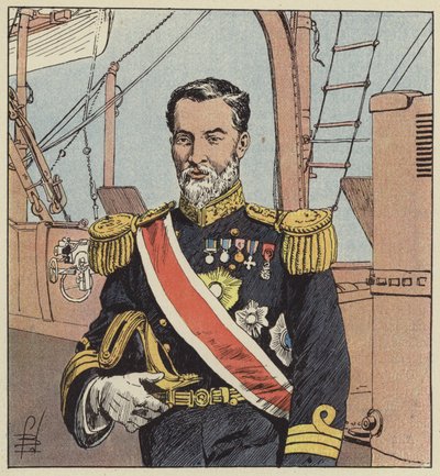 El almirante Togo, comandante en jefe de la escuadra japonesa frente a Port-Arthur de after Louis Charles Bombled