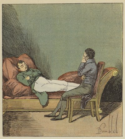 Las Cases observa dormir a Napoleón de after Louis Charles Bombled