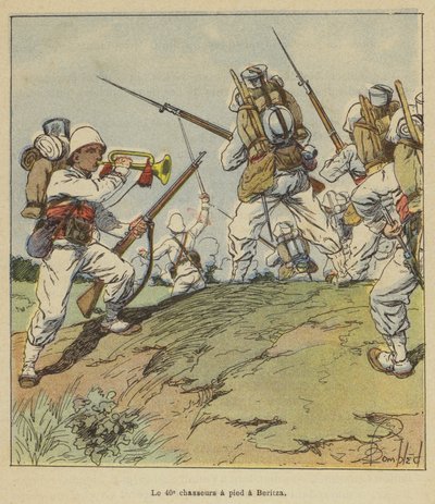 El 40º cazadores a pie en Beritza de after Louis Charles Bombled