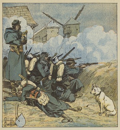 El 5º batallón de infantería de marina en el molino de Neuville de after Louis Charles Bombled