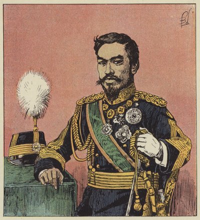 El Mikado Mutsu-Hito, emperador de Japón de after Louis Charles Bombled