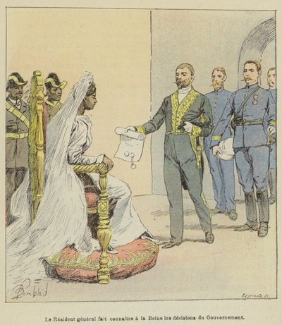 El residente general informa a la Reina de las decisiones del Gobierno de after Louis Charles Bombled