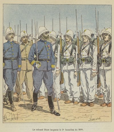 El coronel Bizot inspecciona el 3º batallón del 200º de after Louis Charles Bombled