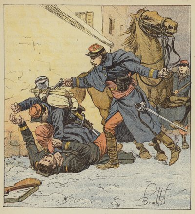 El coronel Choppin-Merey mata a un soldado indisciplinado de after Louis Charles Bombled