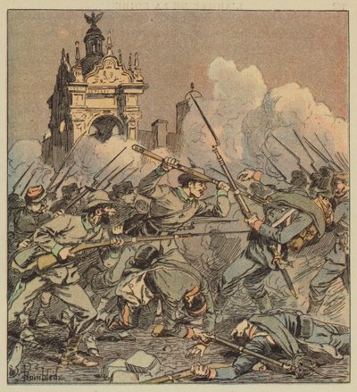 La batalla nocturna en la plaza de after Louis Charles Bombled