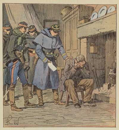 El comandante Safflet entrega al granjero Blanchet un bono de 875 francos sobre la caja del cuerpo de after Louis Charles Bombled