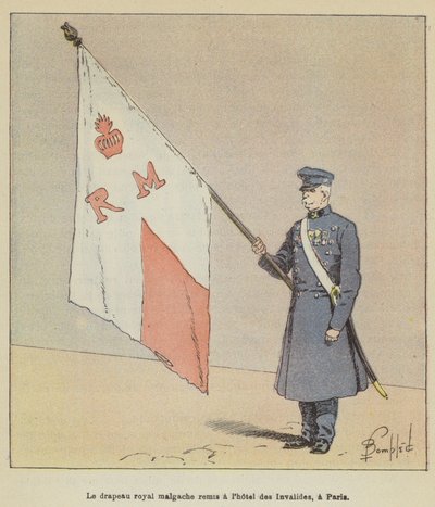 La bandera real malgache entregada al hotel de los Inválidos, en París de after Louis Charles Bombled