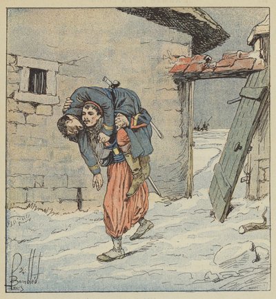 El furriel Colonna, del 2º zuavos, salva a su capitán herido de las manos del enemigo de after Louis Charles Bombled