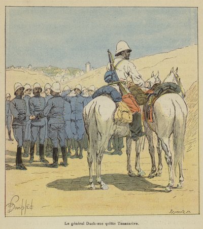 El general Duchesne deja Tananarive de after Louis Charles Bombled