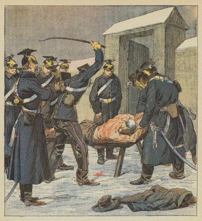 El alcalde de Villiers azotado hasta sangrar por orden de un oficial prusiano de after Louis Charles Bombled