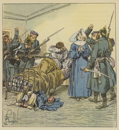 Los prusianos en la ambulancia del bulevar Negrier de after Louis Charles Bombled