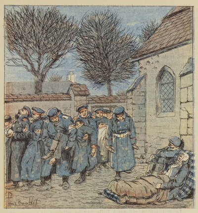 Los heridos en el patio del presbiterio de Lorcy de after Louis Charles Bombled