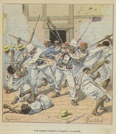 Los sargentos Delalbre y Argaud en Antsirabe de after Louis Charles Bombled