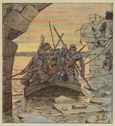 Los voluntarios de Cathelineau cruzan el Loira en Châteauneuf de after Louis Charles Bombled