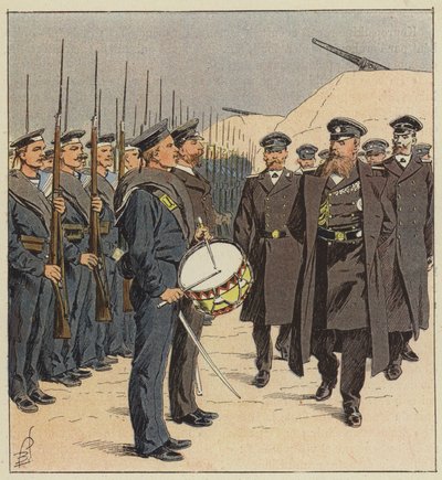 Marineros rusos en inspección, en Port-Arthur de after Louis Charles Bombled