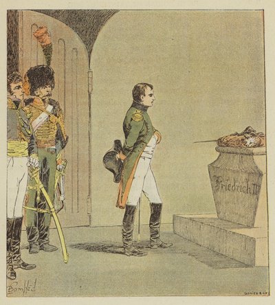 Napoleón en la tumba de Federico el Grande de after Louis Charles Bombled