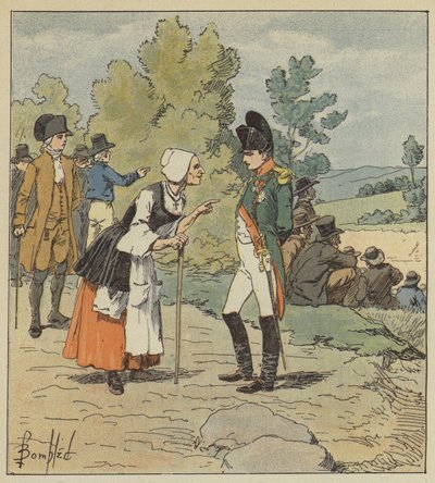 Napoleón conversa con una anciana de Tarare de after Louis Charles Bombled