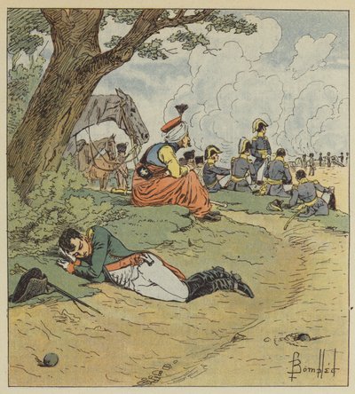 Napoleón durmiendo durante la batalla de after Louis Charles Bombled