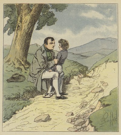 Napoleón y Tristan de Montholon de after Louis Charles Bombled