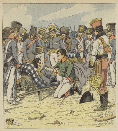 Napoleón y el mariscal Lannes moribundo de after Louis Charles Bombled