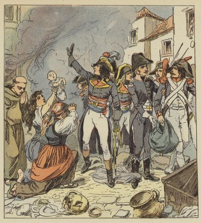 Napoleón detiene el saqueo de Roma de after Louis Charles Bombled