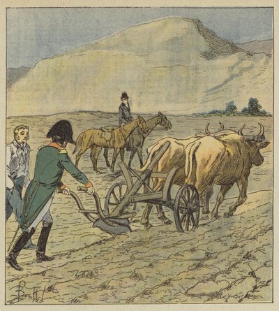 Napoleón traza un surco con el arado de after Louis Charles Bombled