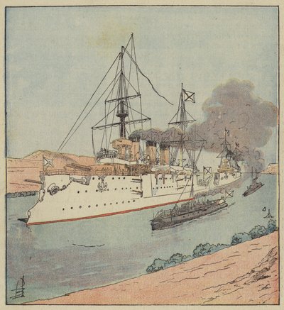 Buques de guerra rusos en el canal de Suez de after Louis Charles Bombled