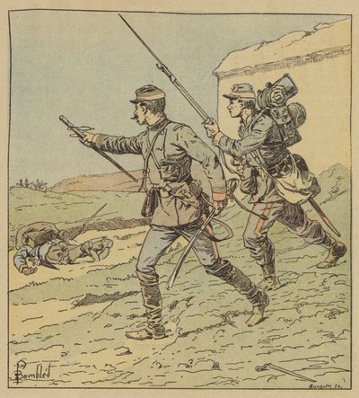 Oficial y soldado de móviles en la batalla de Toury de after Louis Charles Bombled