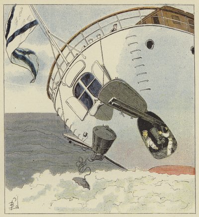 Colocación de minas submarinas de after Louis Charles Bombled