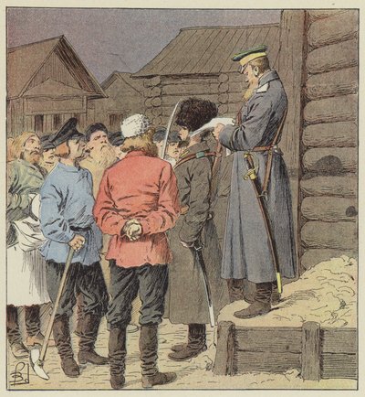 Proclamación de la guerra en Siberia de after Louis Charles Bombled