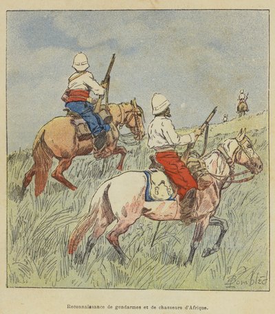 Reconocimiento de gendarmes y cazadores de África de after Louis Charles Bombled