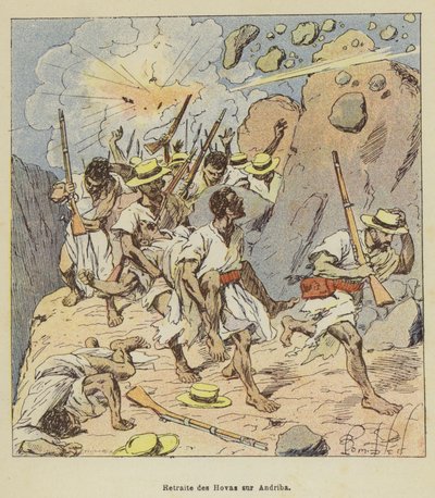 Retirada de los Hovas en Andriba de after Louis Charles Bombled