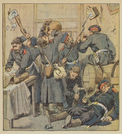 Escena de saqueo en Saint-Calais de after Louis Charles Bombled