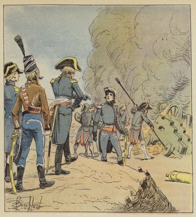 Serrurier destruye su material de asedio en Mantua de after Louis Charles Bombled