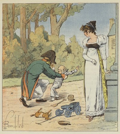 Si lo encontraba en los jardines, lo tiraba al suelo de after Louis Charles Bombled
