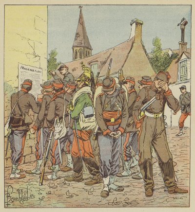 Soldados del ejército del Loira leyendo la noticia de la capitulación de Metz de after Louis Charles Bombled
