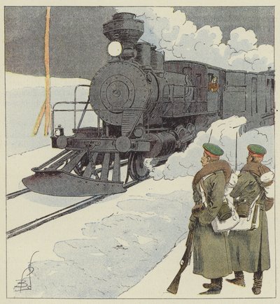 Tren militar en el Transiberiano de after Louis Charles Bombled