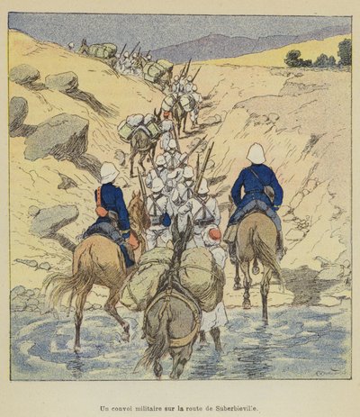 Un convoy militar en la carretera de Suberbieville de after Louis Charles Bombled