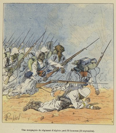 Una compañía del regimiento de Argelia pierde 23 hombres, 30 de septiembre de after Louis Charles Bombled