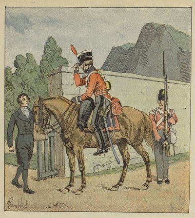 Una ordenanza a caballo llega a Longwood para pedir el atlas de Le Sage de after Louis Charles Bombled