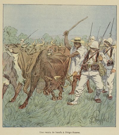 Una redada de bueyes en Diego-Suárez de after Louis Charles Bombled