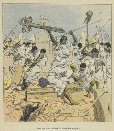 Violación de las tumbas del cementerio inglés de after Louis Charles Bombled
