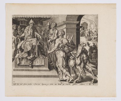 David trayendo a Saúl los regalos de su padre de after Maarten van Heemskerck