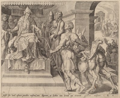 David llevando regalos de su padre a Saúl de after Maerten van Heemskerck